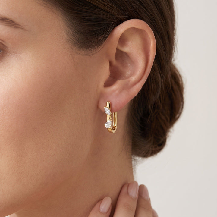 Marquise & Pear U-Hoop Earrings