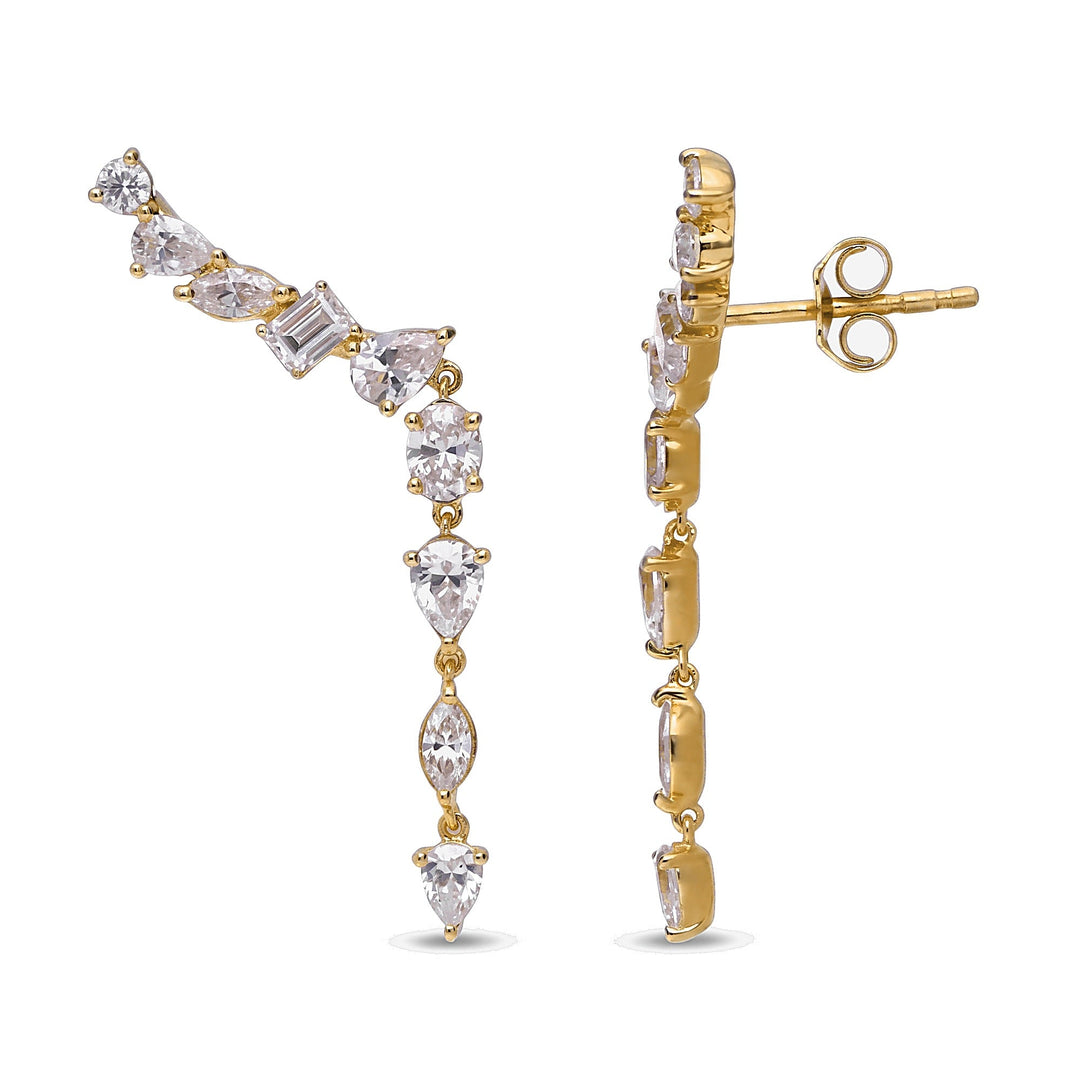 Mixed Shape Cascade Climber Earrings