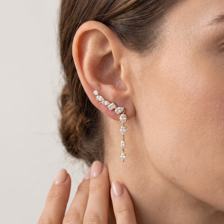 Mixed Shape Cascade Climber Earrings