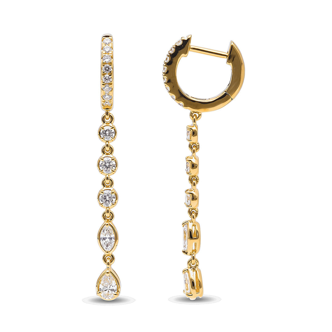 Pavé Huggie Station Drop Earrings