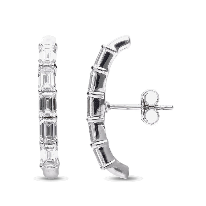 Emerald Cut Ear Climbers