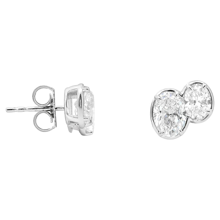 Twin Oval Diamond Stud Earrings