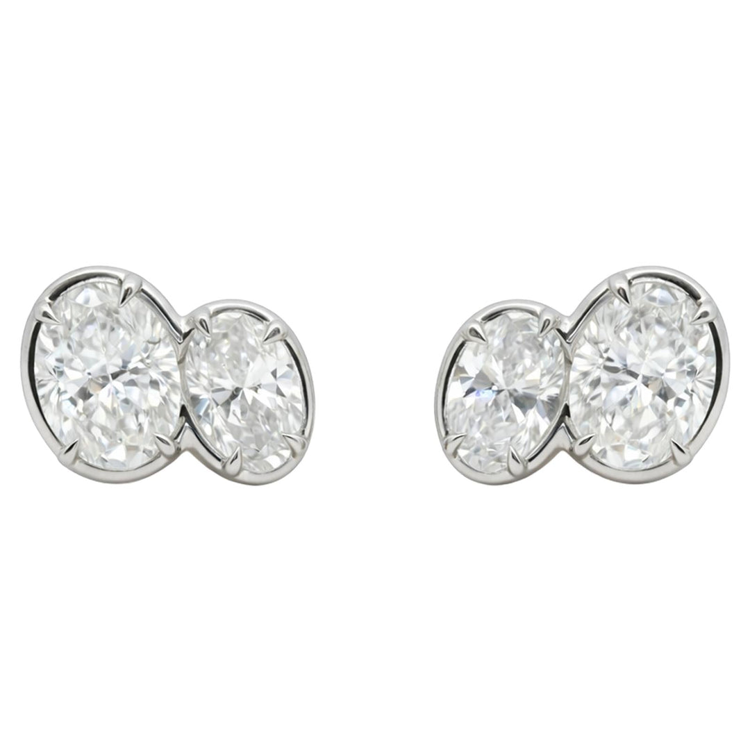 Twin Oval Diamond Stud Earrings