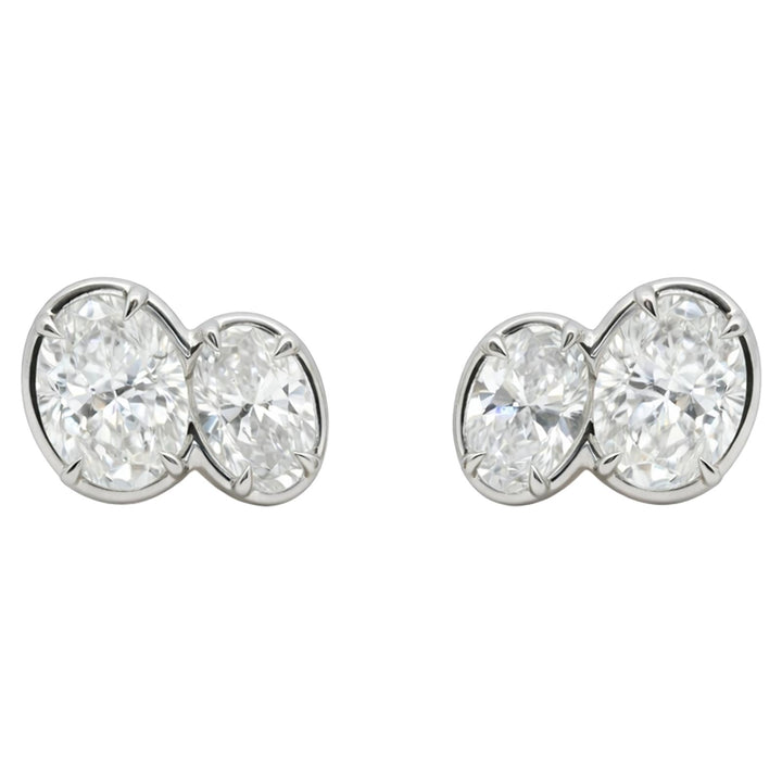 Twin Oval Diamond Stud Earrings
