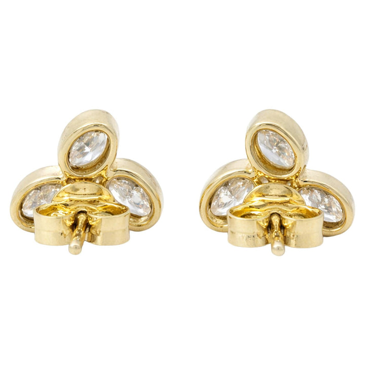 Triple Oval Bezel-Set Diamond Studs