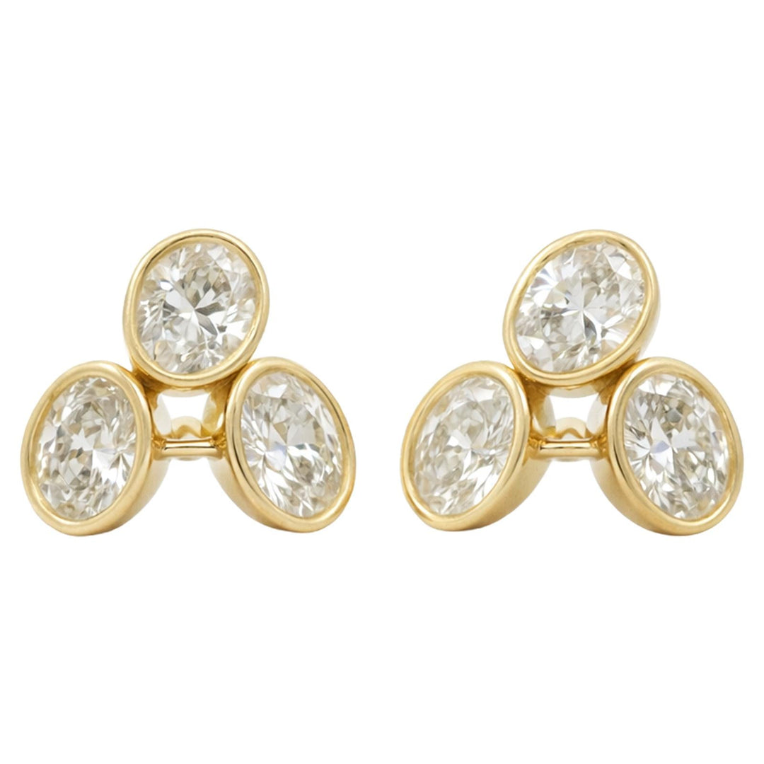 Triple Oval Bezel-Set Diamond Studs
