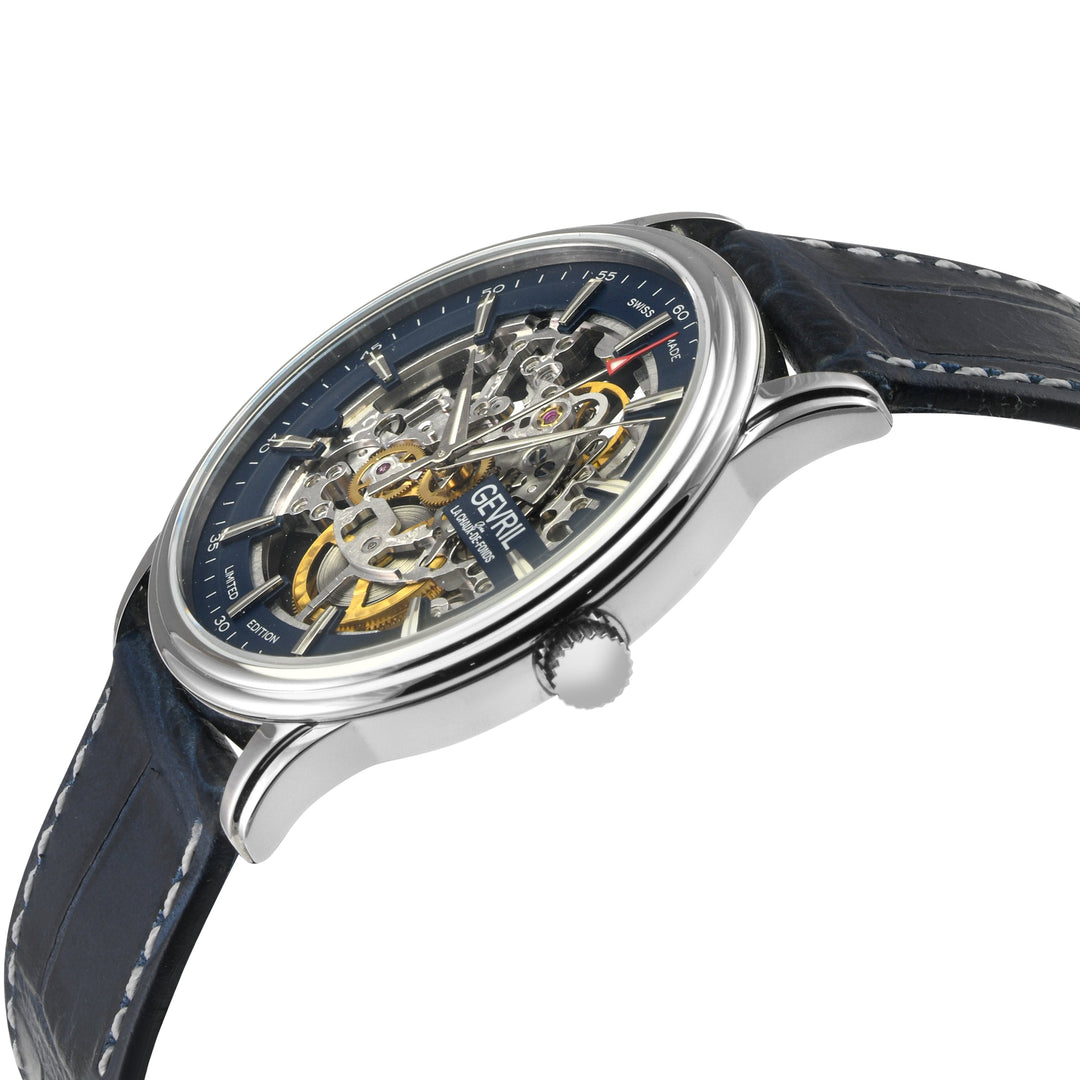 Five Points - Skeleton Slim ETA 2892 movement, Blue Skeletal Dial, Blue Italian 
