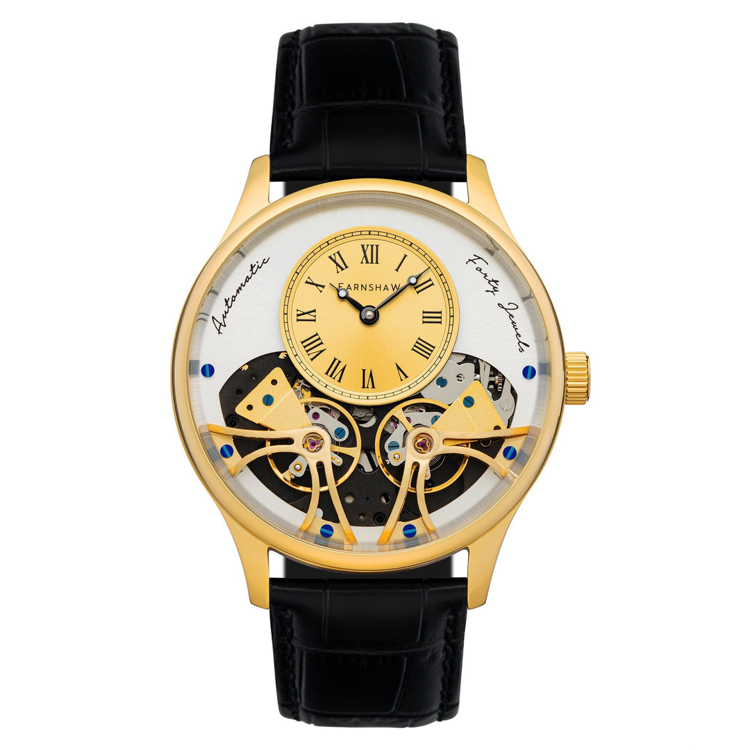 Thomas Earnshaw Scientists Faraday Double Barrel Automatic Gold / Leather | Gold