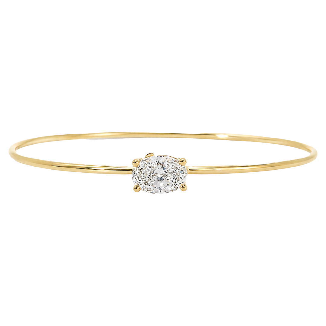 East-West Oval Diamond Solitaire Bangle