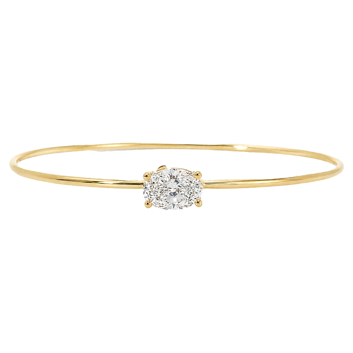 East-West Oval Diamond Solitaire Bangle