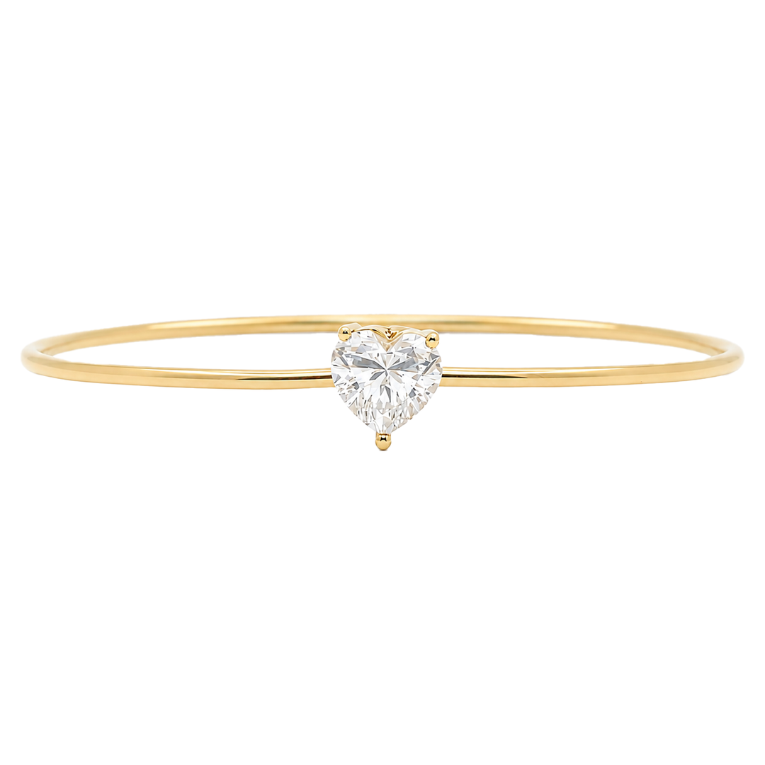 Heart Diamond Solitaire Bangle