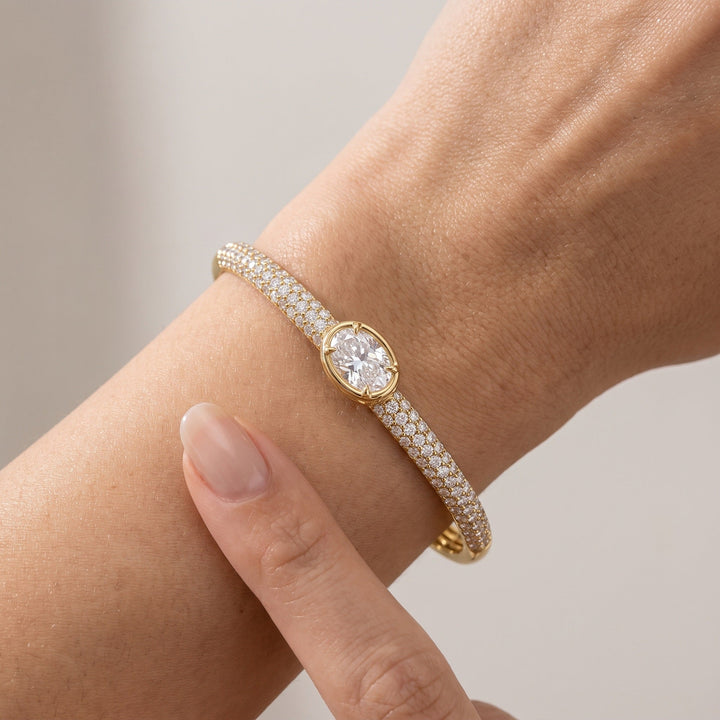 East-West Oval Pavé Bangle