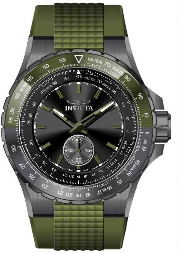 Aviator Men Green Dial / Green Silicone Strap Black Dial