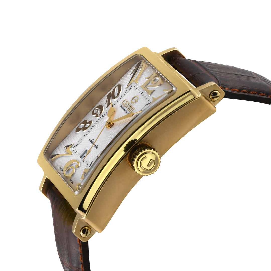Avenue of Americas Swiss made Automatic Sellita SW200 rectangle White Brown YG |