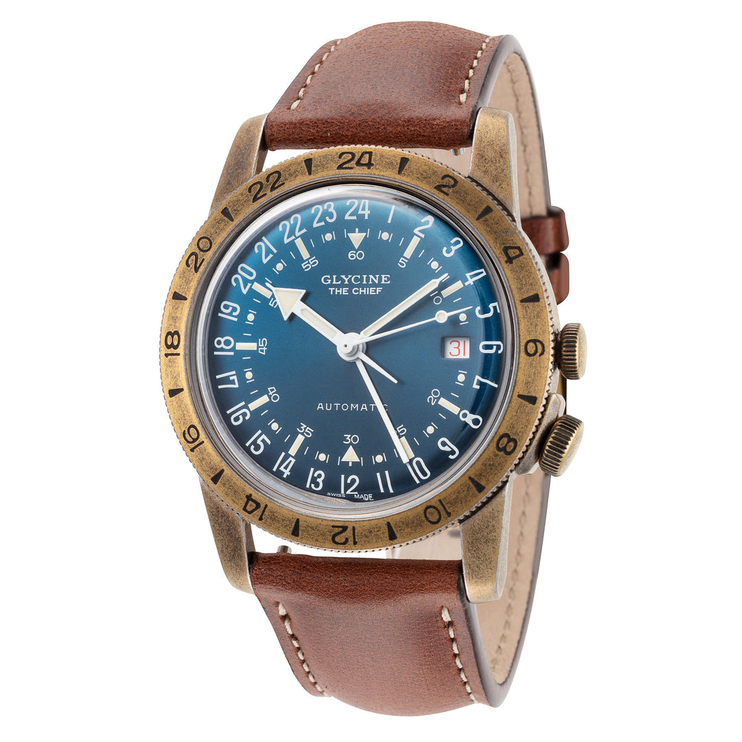 Airman The Chief GMT 40mm / Blue / Brown Blue Dial