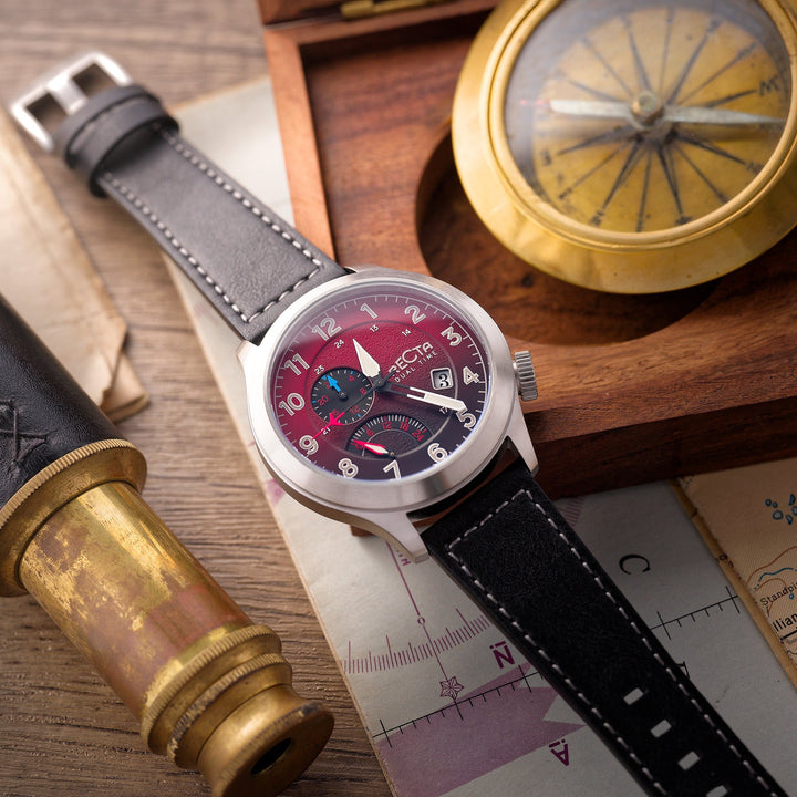 Altitude Japan Quartz Red / Leather | Notched Caseback Dial