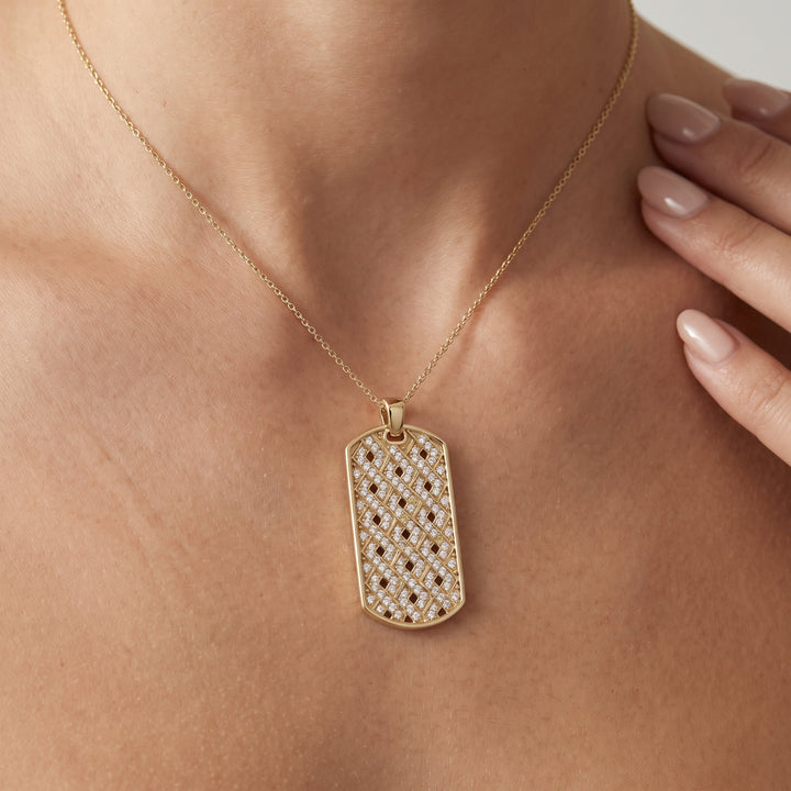 Lab Grown Diamond Lattice Dog Tag