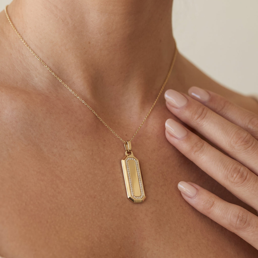 Lab Grown Diamond Octagon Tag Pendant