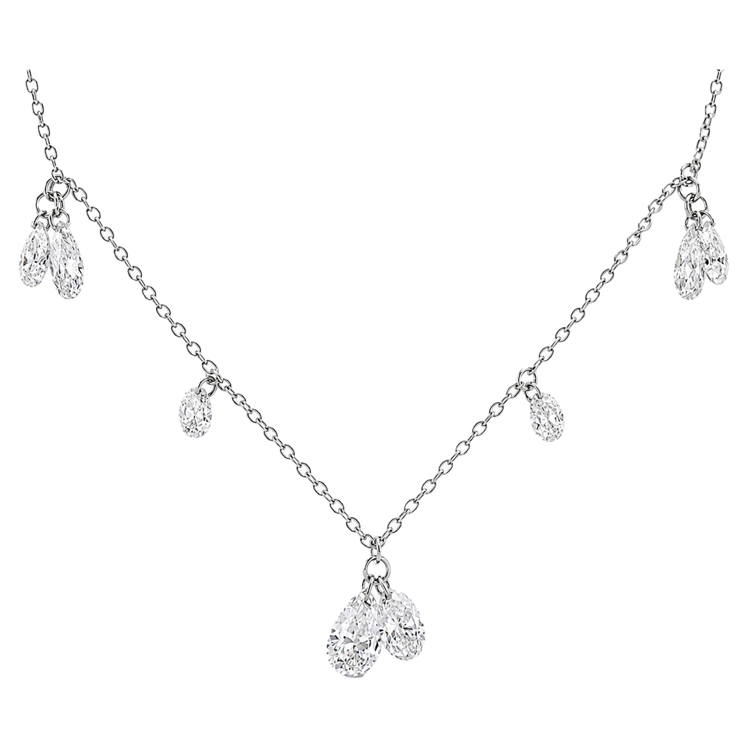 Pear & Round Diamond Drop Necklace