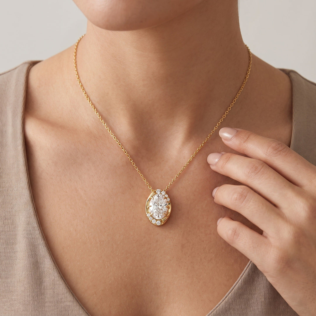 Oval Diamond Frame Pendant