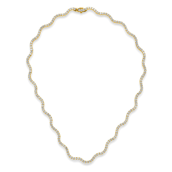Wave Diamond Tennis Necklace