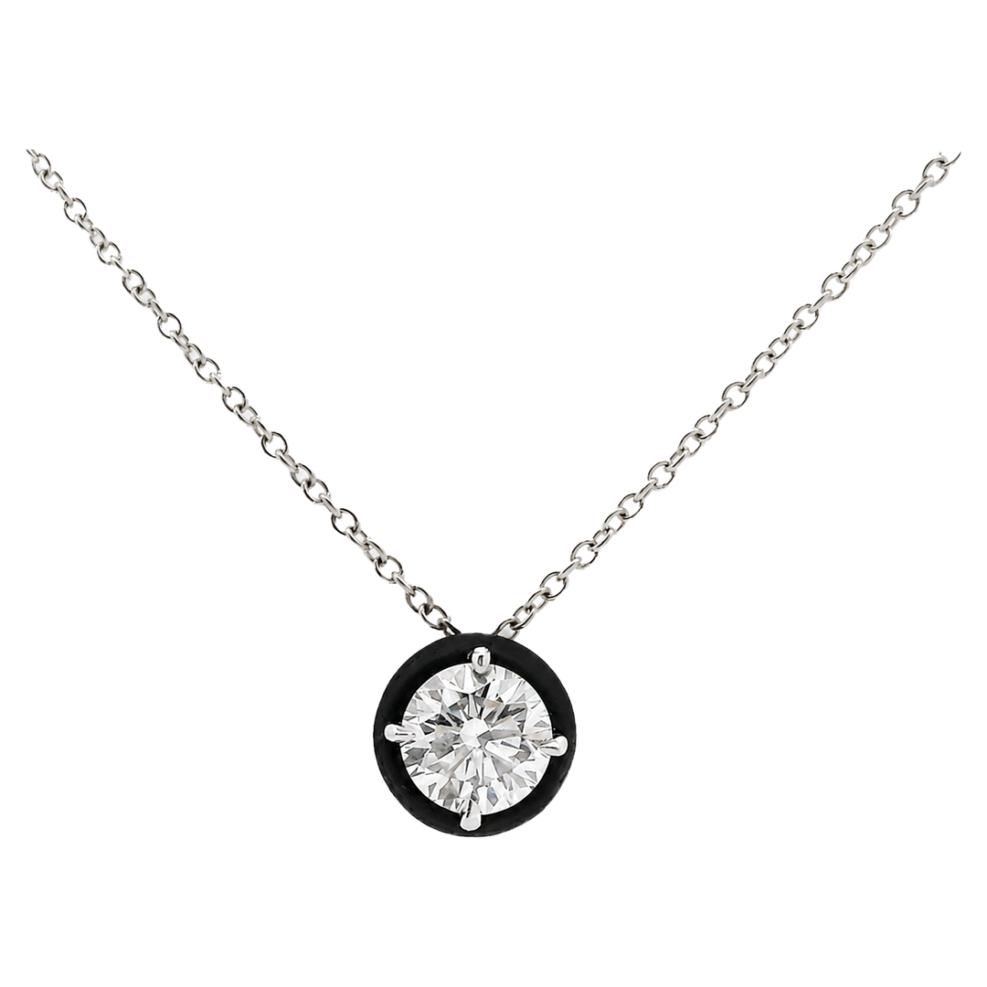 White Gold Eclipse Solitaire Necklace