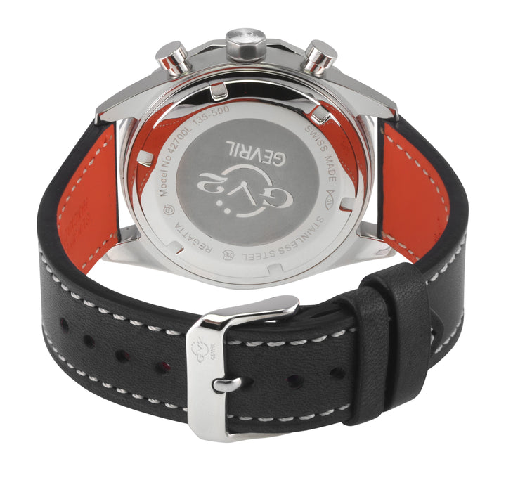 Regatta GV2 Swiss Quartz,Tide cycle indicator, Black dial, Black Italian Leather