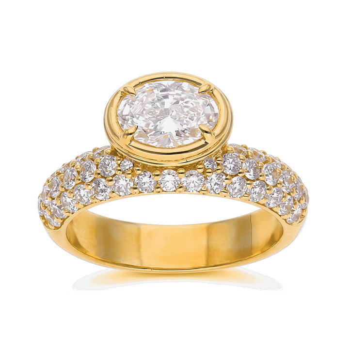 East-West Oval Pavé Dome Ring