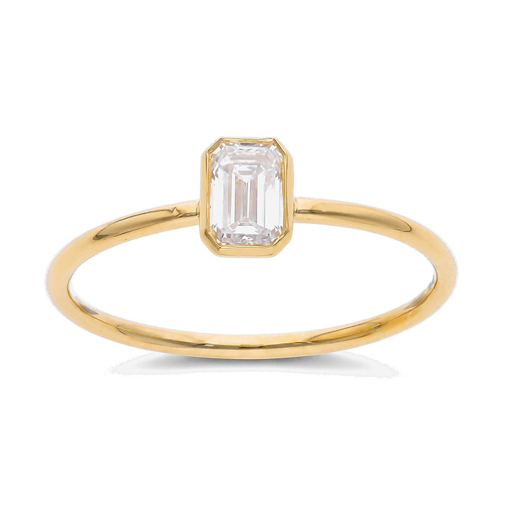 Emerald Cut Bezel Solitaire Ring