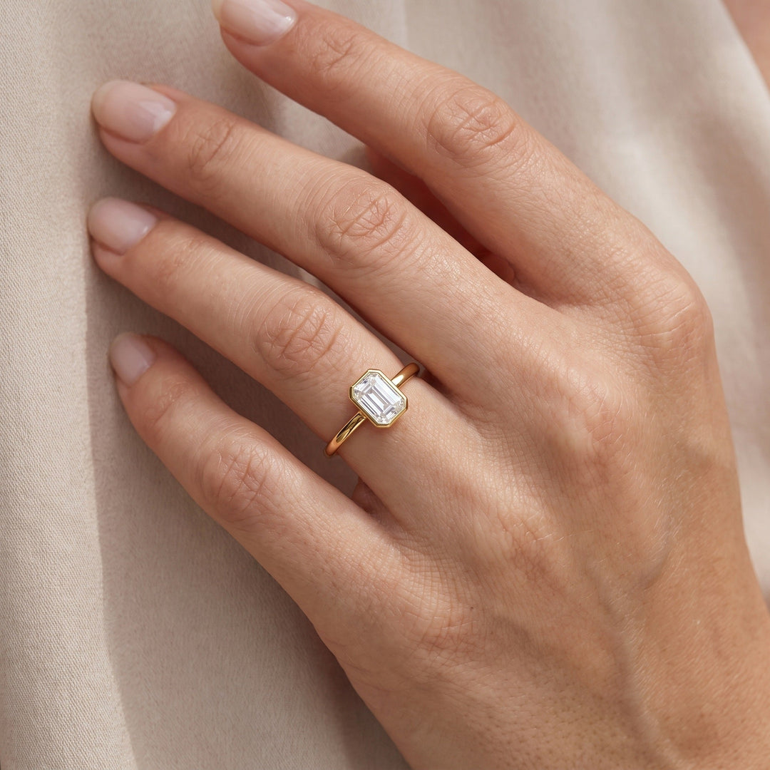 Emerald Cut Bezel Solitaire Ring