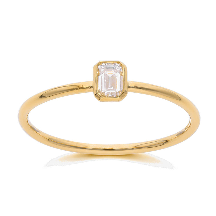 Petite Emerald Cut Bezel Ring