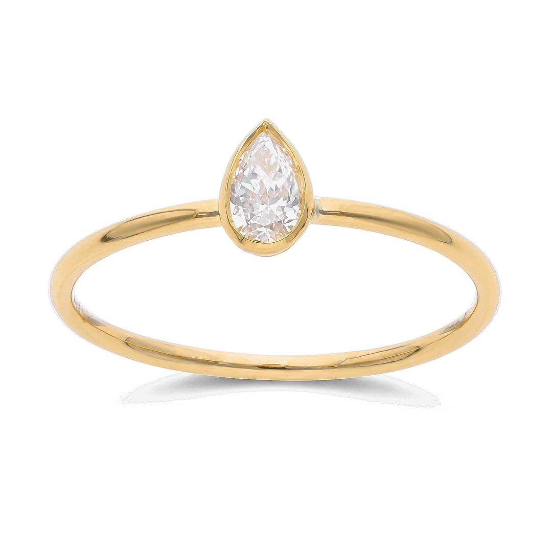 Petite Pear Bezel Ring