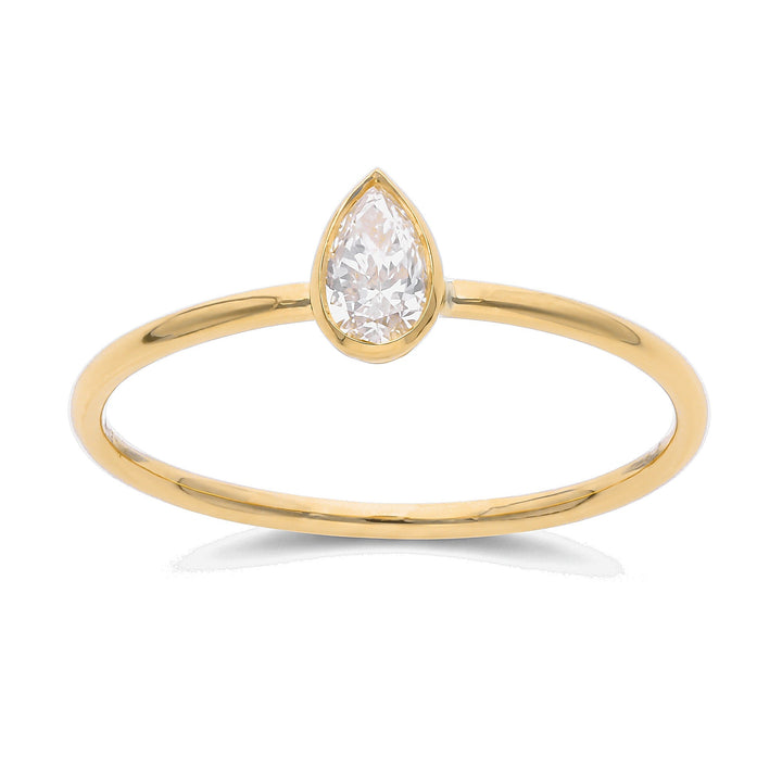 Petite Pear Bezel Ring