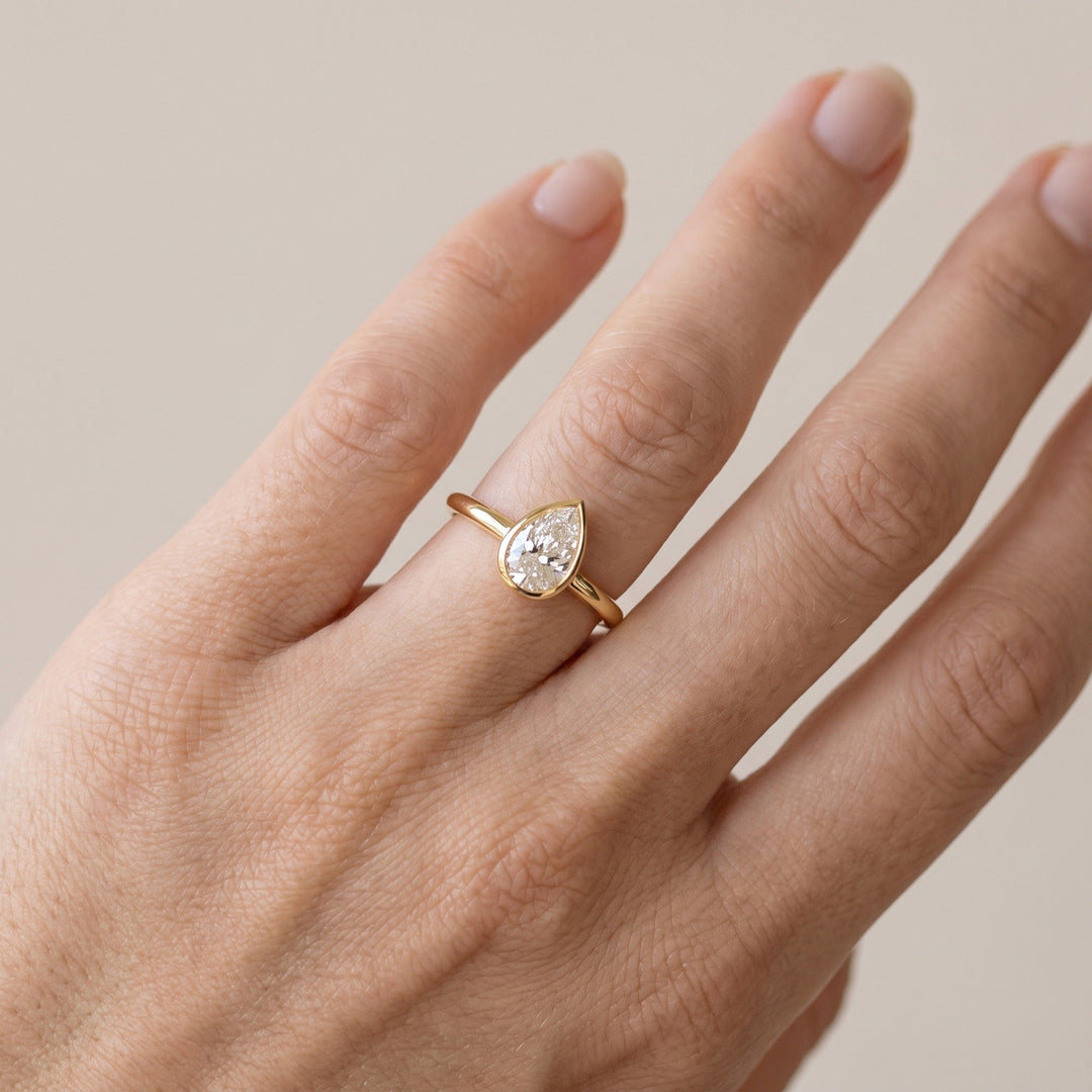 Petite Pear Bezel Ring