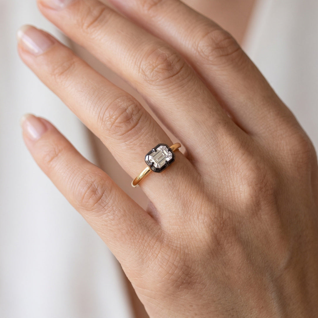 Noir East-West Emerald Ring