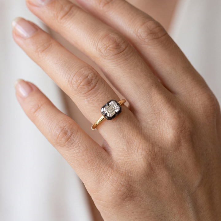 Noir East-West Emerald Ring