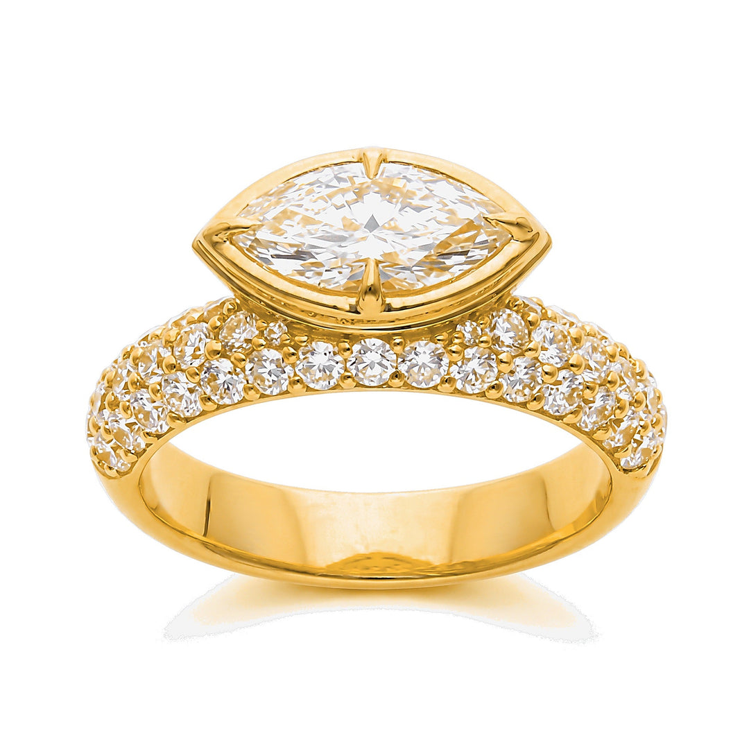 East-West Marquise Pavé Dome Ring