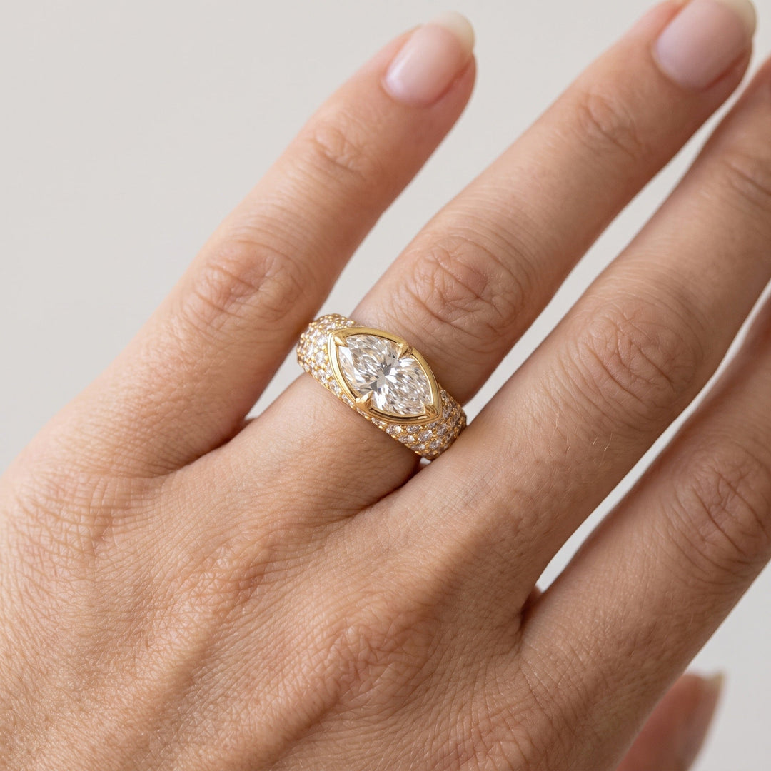 East-West Marquise Pavé Dome Ring