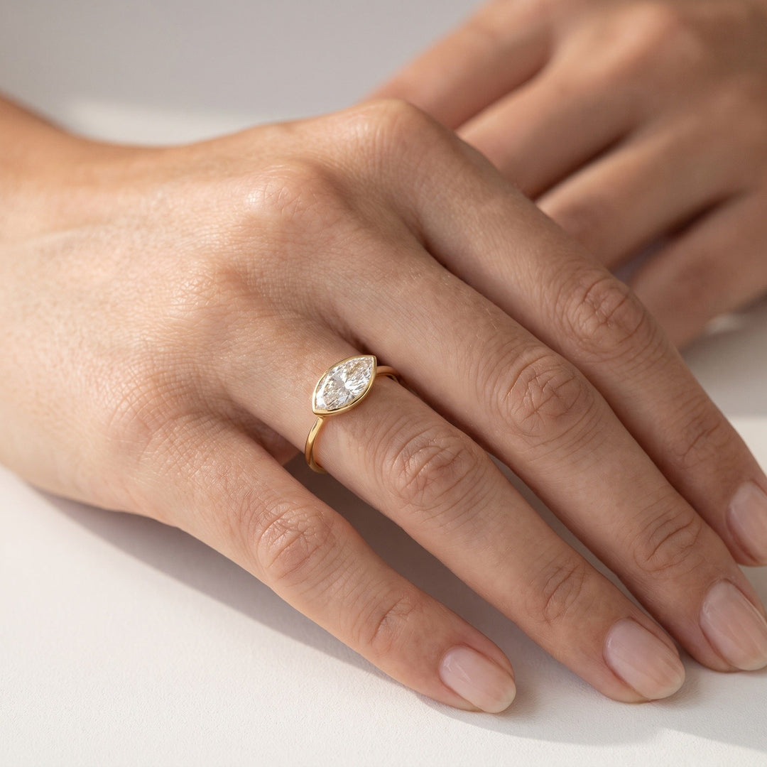 East-West Marquise Bezel Ring