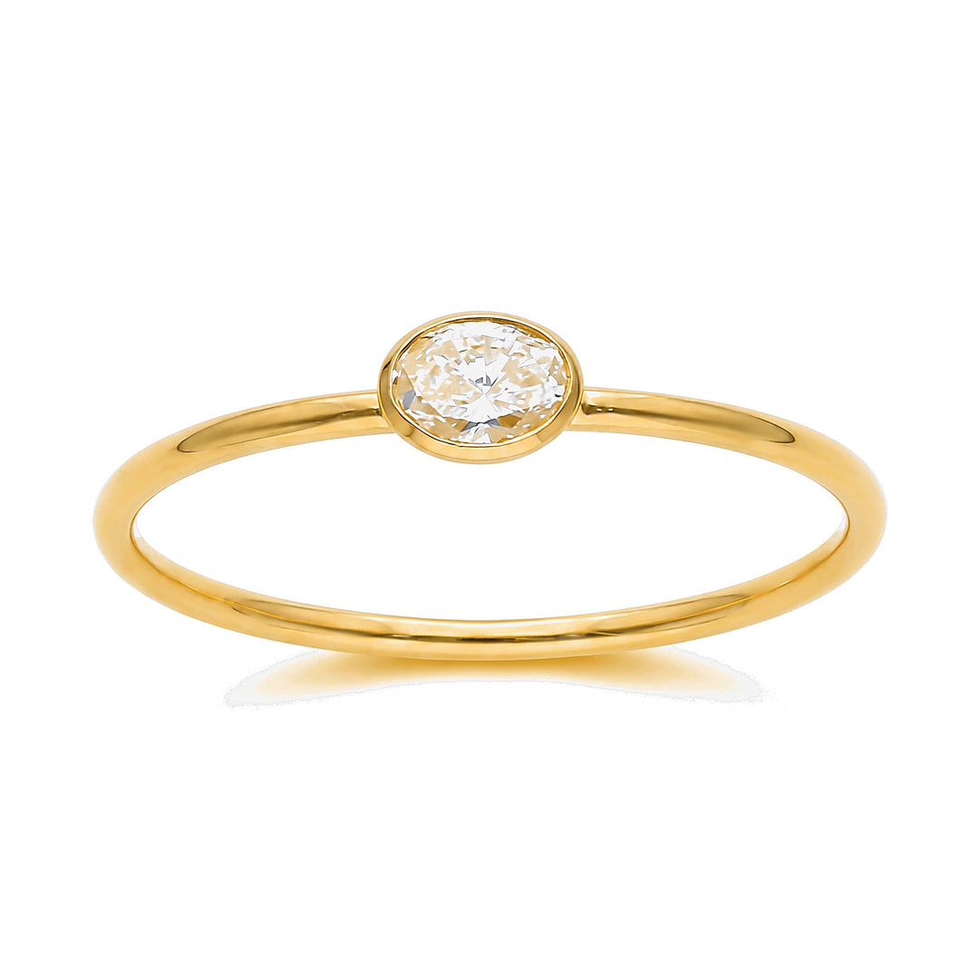Petite East-West Oval Bezel Ring