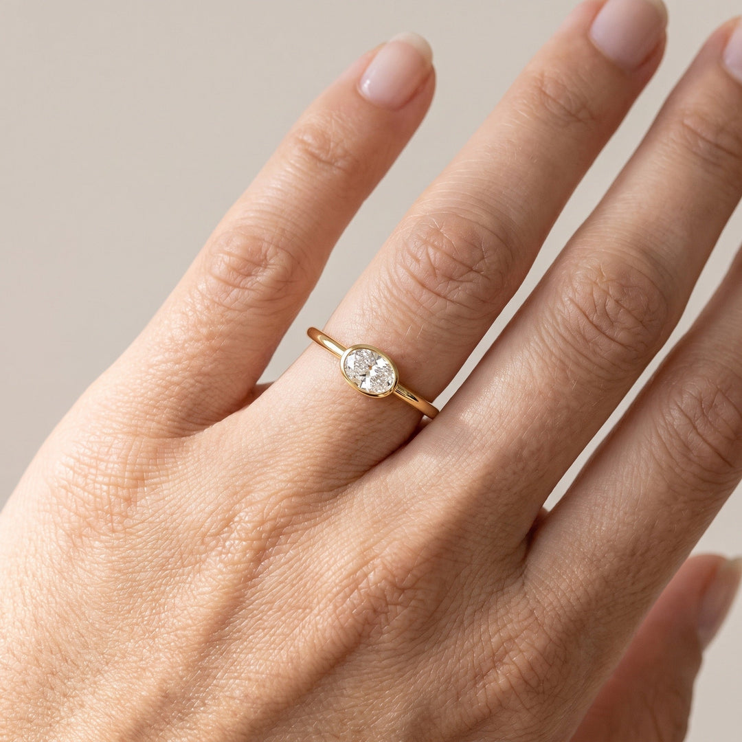 Petite East-West Oval Bezel Ring