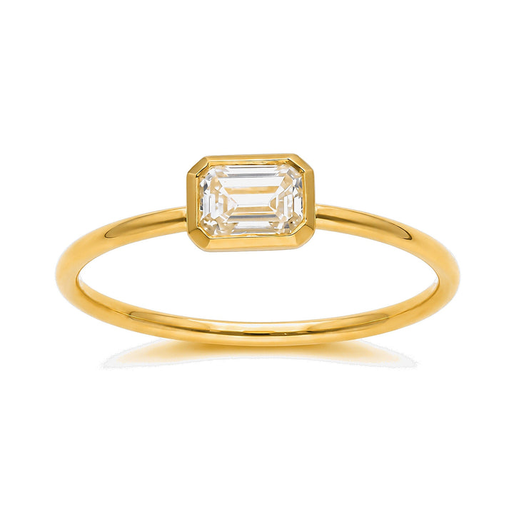 East-West Emerald Bezel Ring