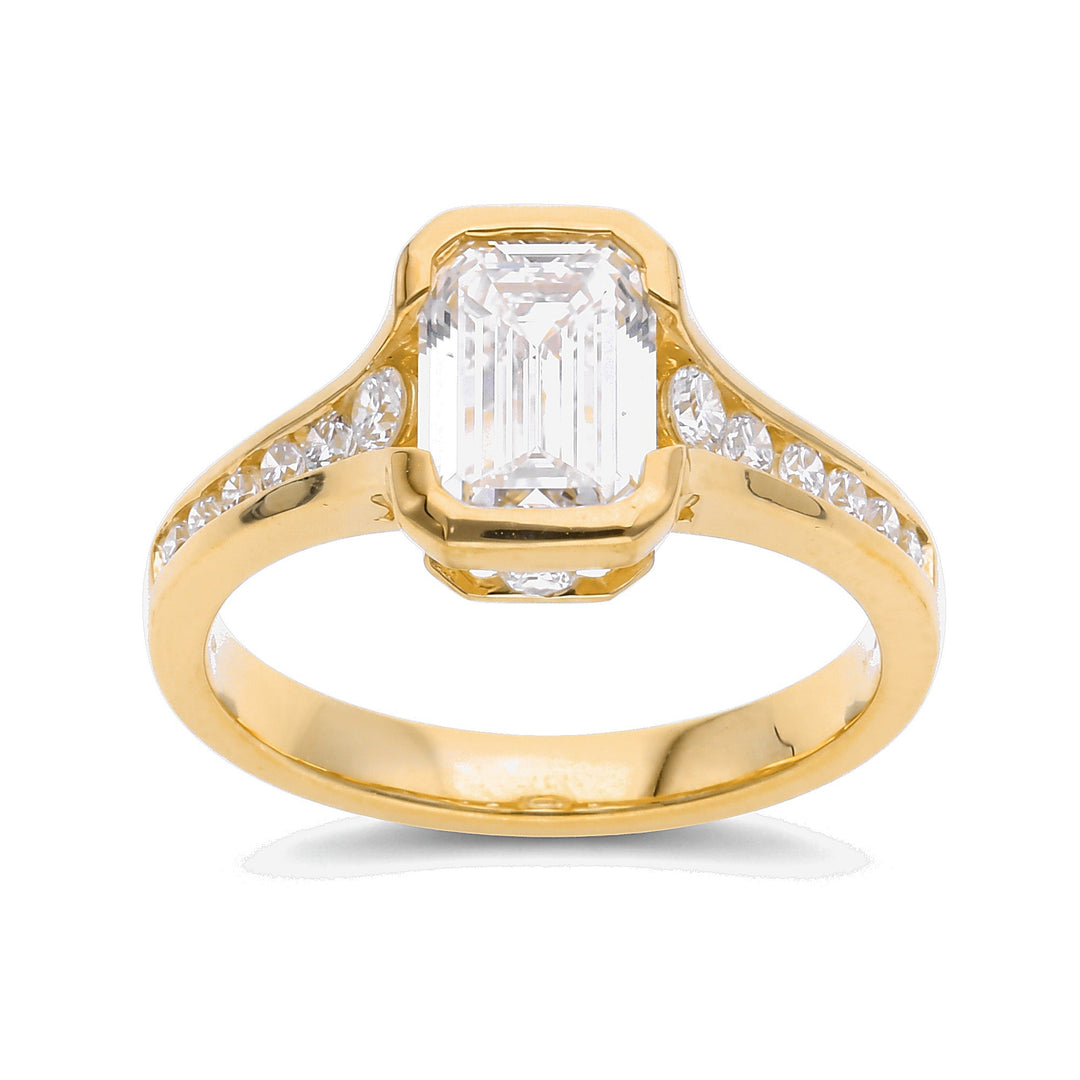 Emerald Cut Accent Shoulder Ring