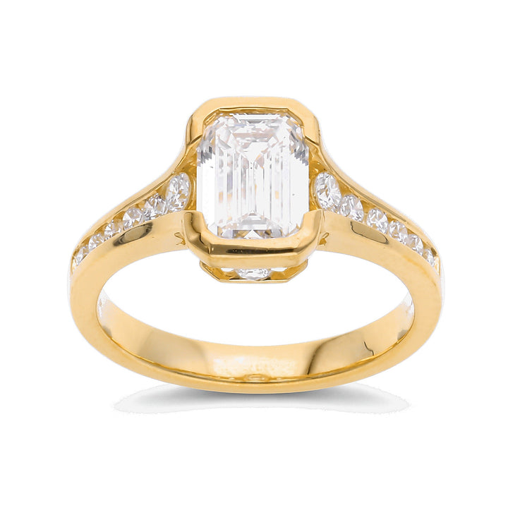 Emerald Cut Accent Shoulder Ring