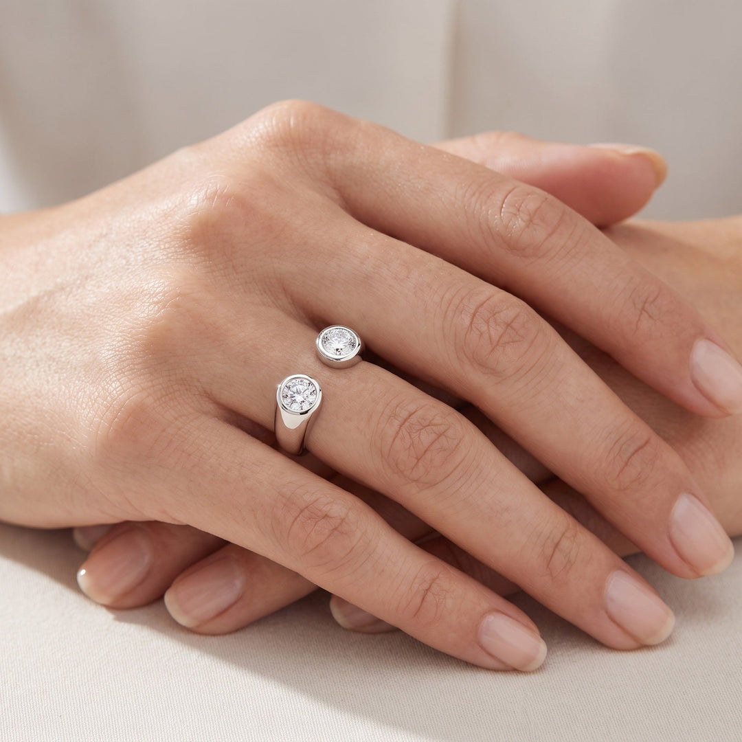 Twin Bezel Open Cuff Ring