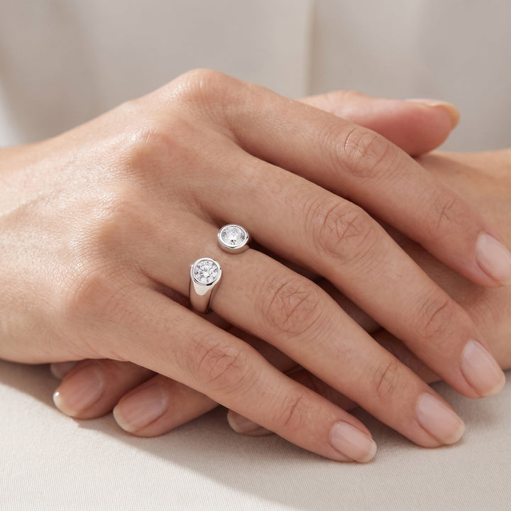 Twin Bezel Open Cuff Ring