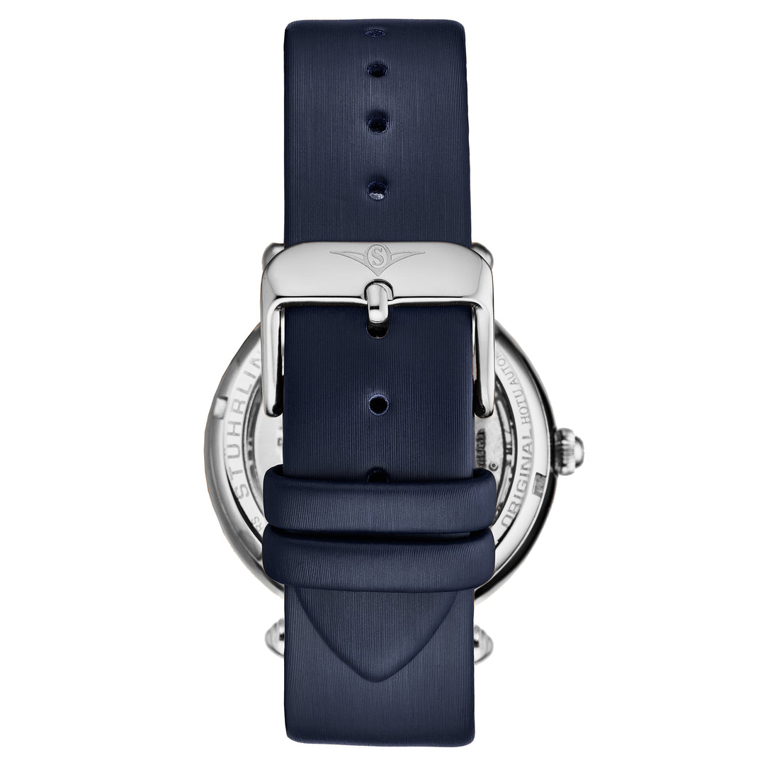Luxe Automatic Skeleton Blue/Leather | Silver Dial
