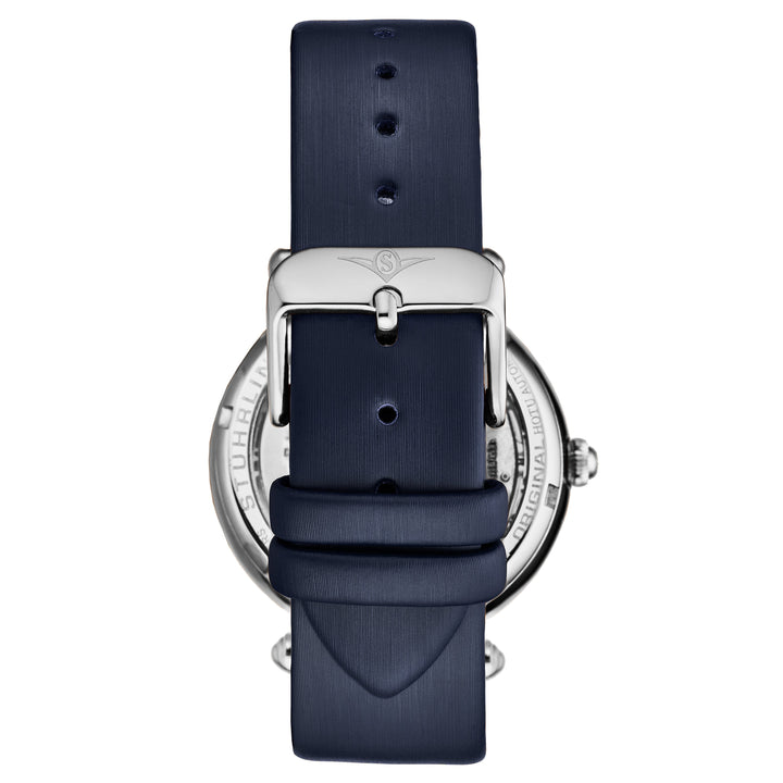 Luxe Automatic Skeleton Blue/Leather | Silver Dial
