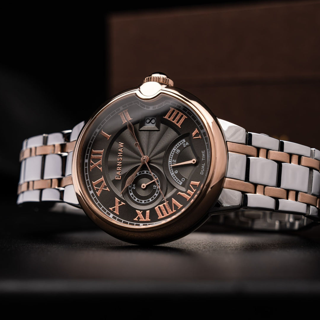 Thomas Earnshaw Barallier Retrograde Dual Time Grey / Stainless Steel | Grey Dia