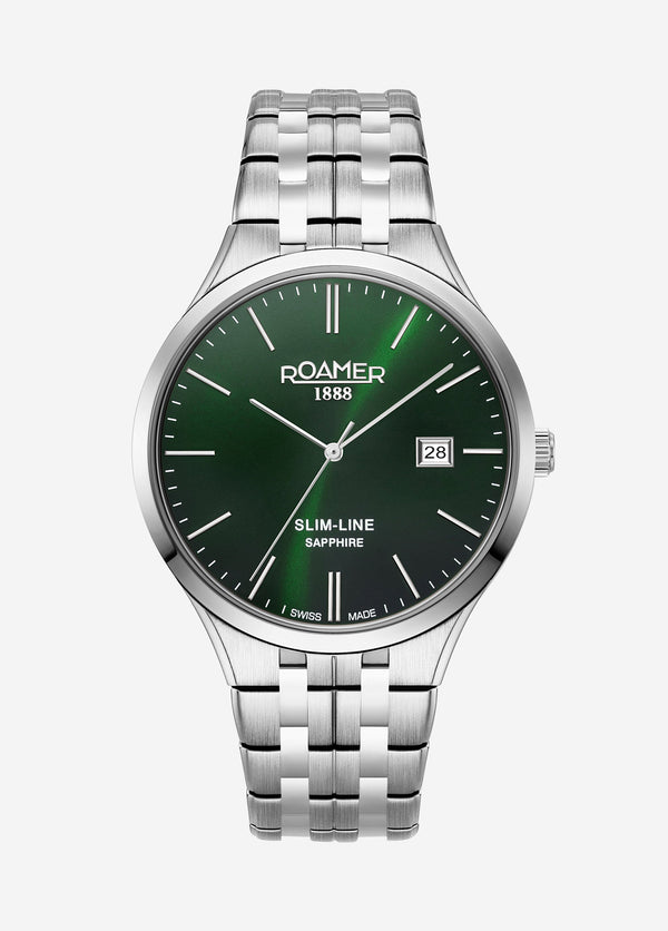 Slim-Line Classic Green dial, stainless steel bracelet Green Dial